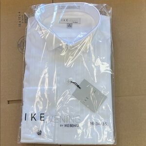 Ike Behar White Pleated WingTuxedo Shirt - Men's Formal Shirt